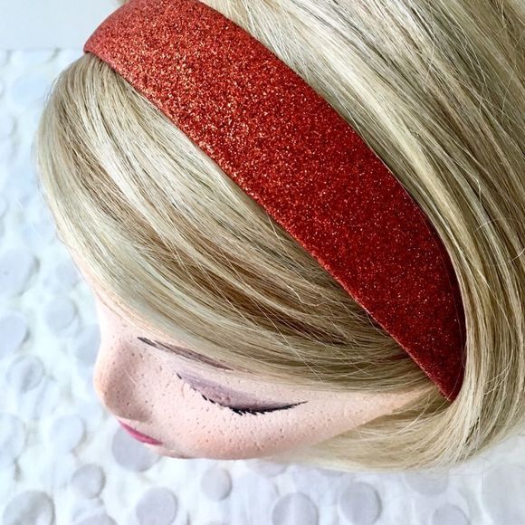 Shimmery Red Glitter Sparkly Ladies Wide Headband - Picture 2 of 6